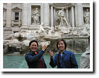 in front of Trevi Fountain